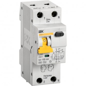 Автоматический выключатель дифференциального тока IEK АВДТ32 C50 100мА - MAD22-5-050-C-100 Автоматический выключатель дифференциального тока IEK АВДТ32 C50 100мА - MAD22-5-050-C-100