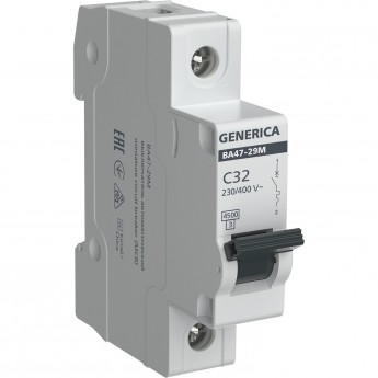 Автоматический выключатель IEK GENERICA ВА47-29М 1P 32А 4,5кА C Автоматический выключатель IEK GENERICA ВА47-29М 1P 32А 4,5кА C
