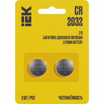 Батарейка дисковая литиевая IEK Optima CR2032 (2шт/блистер) Батарейка дисковая литиевая IEK Optima CR2032 (2шт/блистер)