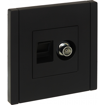 Двойная розетка TV+RJ45 IEK FORTEPIANO категория 5E FP136 черный FP-AK20-1-K02 Двойная розетка TV+RJ45 IEK FORTEPIANO категория 5E FP136 черный FP-AK20-1-K02