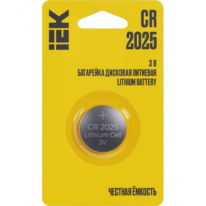 Элемент питания дисковый литиевый IEK CR2025 (блист.1шт) ABT-CR2025-OP-L01