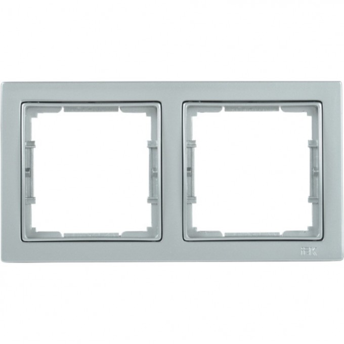 Рамка 2-местная квадратная IEK РУ-2-БС BOLERO Q1 серебряный - EMB22-K23-Q1