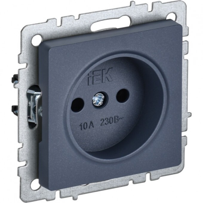 Розетка 1-местная без заземления без защитных шторок 10А IEK BRITE РС10-1-0-БрМ маренго - BR-R10-10-K35