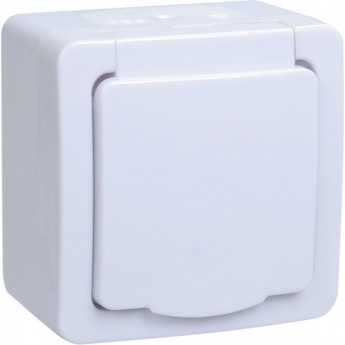 Розетка 1-местная для открытой установки IEK ГЕРМЕС PLUS РСб20-3-ГПБб с заземляющим контактом IP54 (цвет крышки:белый) - ERMP12-K01-16-54-EC Розетка 1-местная для открытой установки IEK ГЕРМЕС PLUS РСб20-3-ГПБб с заземляющим контактом IP54 (цвет крышки:белый) - ERMP12-K01-16-54-EC