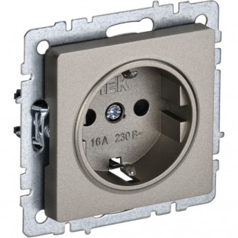 Розетка 1-местная с заземлением без защитных шторок IEK BRITE 16А РС11-1-0-БрШ шампань - BR-R11-16-K37 Розетка 1-местная с заземлением без защитных шторок IEK BRITE 16А РС11-1-0-БрШ шампань - BR-R11-16-K37
