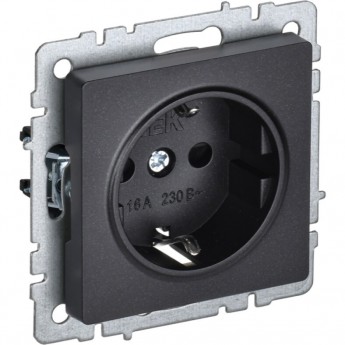 Розетка 1-местная с заземлением с защитными шторками IEK BRITE 16А РС14-1-0-БрЧ черный - BR-R14-16-K02 Розетка 1-местная с заземлением с защитными шторками IEK BRITE 16А РС14-1-0-БрЧ черный - BR-R14-16-K02