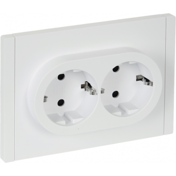 Розетка 2-местная IEK FORTEPIANO с заземлением, с защитными шторками, безвинтовое крепление, 16А FP223 белый FP-R24-16-1-K01
