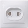 Розетка 2-местная компьютерная и телефонная IEK РК/Т12-КБ КВАРТА белый - EIK10-K01-DM