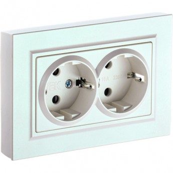 Розетка 2-местная с заземлением без защитных шторок 16А в сборе IEK BRITE РС12-3-БрЖ жемчуг - BR-R21-16-K36-F Розетка 2-местная с заземлением без защитных шторок 16А в сборе IEK BRITE РС12-3-БрЖ жемчуг - BR-R21-16-K36-F