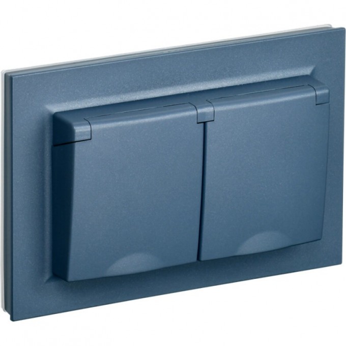 Розетка 2-местная с заземлением с защитными шторками 16А в сборе IEK BRITE РСш12-3-БрМ маренго - BR-R24-16-K35-F