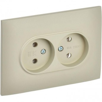 Розетка 2-постовая IEK SKANDY SK-R10B 10А без заземления/без шторок, в сборе, бежевый SK-R20-10-K10-F