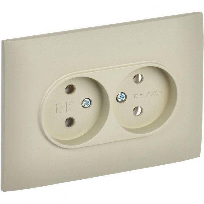 Розетка 2-постовая IEK SKANDY SK-R10B 10А без заземления/без шторок, в сборе, бежевый SK-R20-10-K10-F