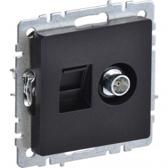 Розетка двойная IEK BRITE TV+RJ45 кат.5E РТВ/РК12-БрЧ черный - BR-AK20-1-K02 Розетка двойная IEK BRITE TV+RJ45 кат.5E РТВ/РК12-БрЧ черный - BR-AK20-1-K02