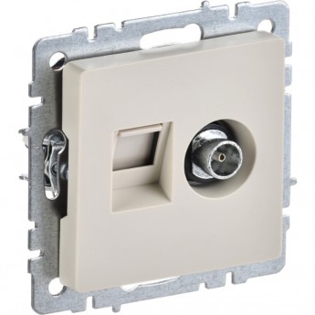 Розетка двойная IEK BRITE TV+RJ45 кат.5E РТВ/РК12-БрКр бежевый - BR-AK20-1-K10 Розетка двойная IEK BRITE TV+RJ45 кат.5E РТВ/РК12-БрКр бежевый - BR-AK20-1-K10