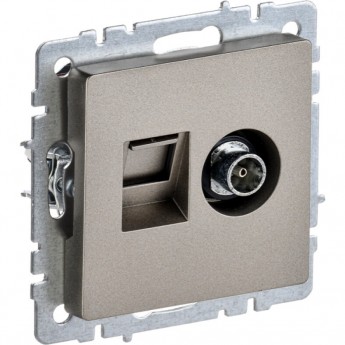 Розетка двойная IEK BRITE TV+RJ45 кат.5E РТВ/РК12-БрШ шампань - BR-AK20-1-K37 Розетка двойная IEK BRITE TV+RJ45 кат.5E РТВ/РК12-БрШ шампань - BR-AK20-1-K37