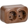 Розетка двухместная для открытой установки IEK GLORY РС22-3-ХД с заземлением 16А дуб - ERH21-K24-16
