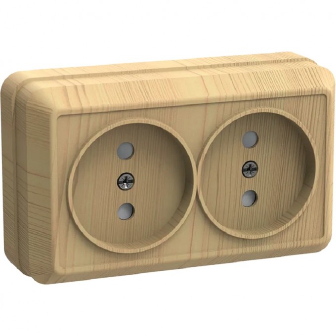 Розетка IEK 2-м ОП Октава 10А IP20 без заземлением, сосна ERO20-K03-10-DC