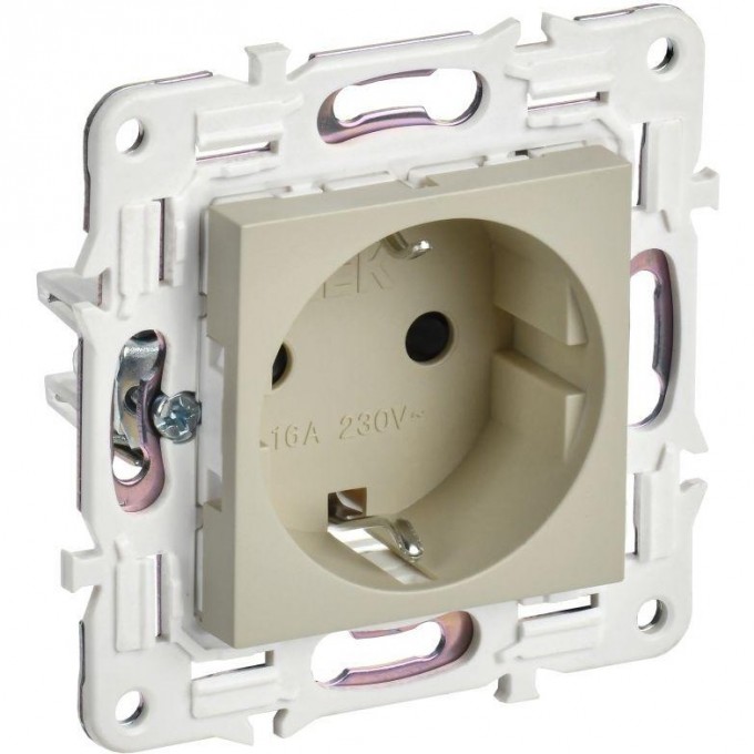 Розетка IEK SKANDY SK-R04B 16А с заземлением/защитные шторки, бежевый SK-R14-16-K10