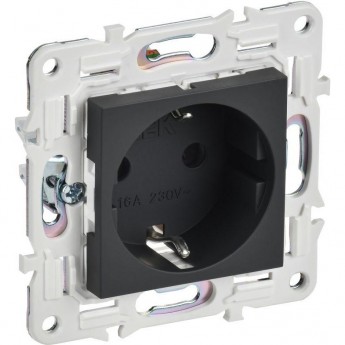 Розетка IEK SKANDY SK-R04G 16А с заземлением/защитные шторки, графит SK-R14-16-K53