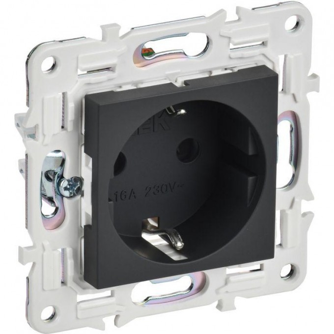 Розетка IEK SKANDY SK-R04G 16А с заземлением/защитные шторки, графит SK-R14-16-K53