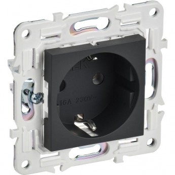 Розетка IEK SKANDY SK-R05G 16А с заземлением/без шторок графит SK-R11-16-K53