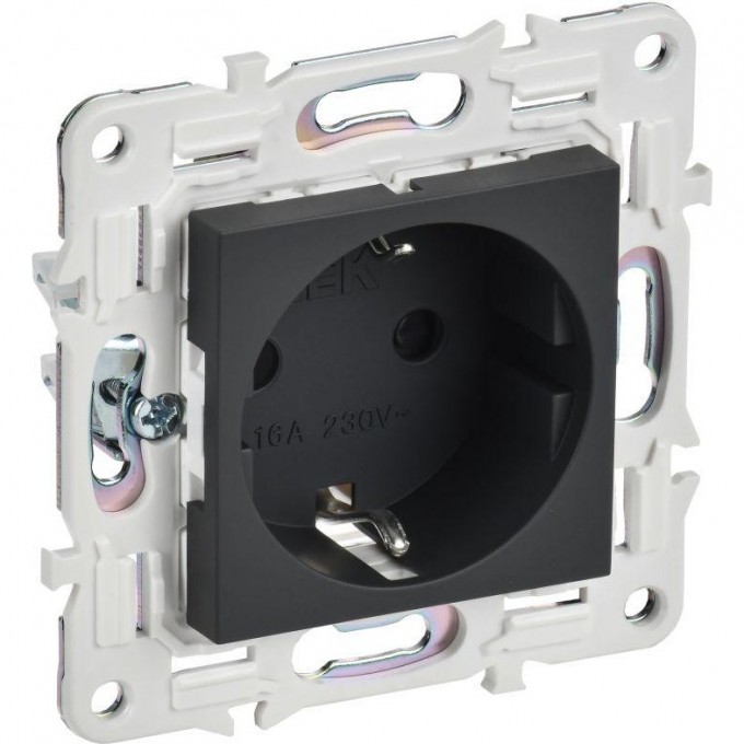 Розетка IEK SKANDY SK-R06G 16А с заземлением/защитные шторки/б/к графит SK-R14-16-1-K53