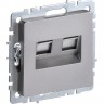 Розетка компьютерная двойная RJ45 кат.5E IEK BRITE РК10-2-БрС сталь - BR-K20-1-K46 Розетка компьютерная двойная RJ45 кат.5E IEK BRITE РК10-2-БрС сталь - BR-K20-1-K46
