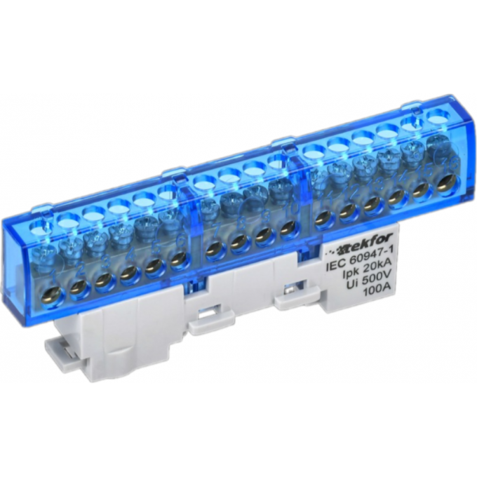 Шина нулевая N IEK TEKFOR изолированная на универсальном держателе 6х9-16-С TF-NN10-16-KL-K07