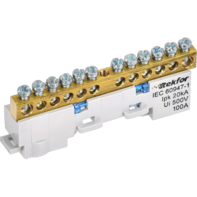 Шина нулевая N TEKFOR IEK изолированная на универсальном держателе 6х9-12-С TF-NN10-12-KL-K07