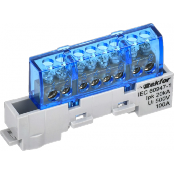 Шина нулевая N TEKFOR IEK TF-NN10-08-KL-K0 изолированная на универсальном держателе6х9-8-С 7