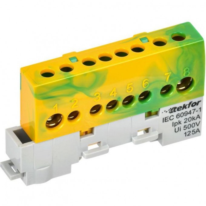 Шина PE "земля" IEK TEKFOR изолированная на универсальном держателе 8х12-8-ЖЗ TF-NN20-08-KL-K52