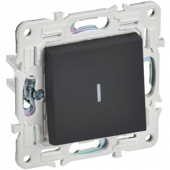 Выключатель 1-клавишный IEK SKANDY 10А SK-V07G с индикацией графит SK-V10-1-10-K53