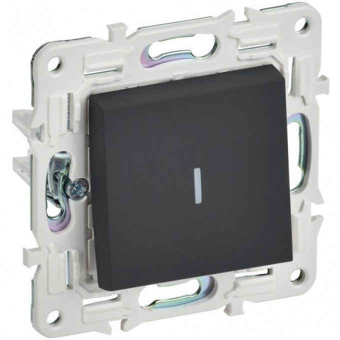 Выключатель 1-клавишный IEK SKANDY 10А SK-V07G с индикацией графит SK-V10-1-10-K53