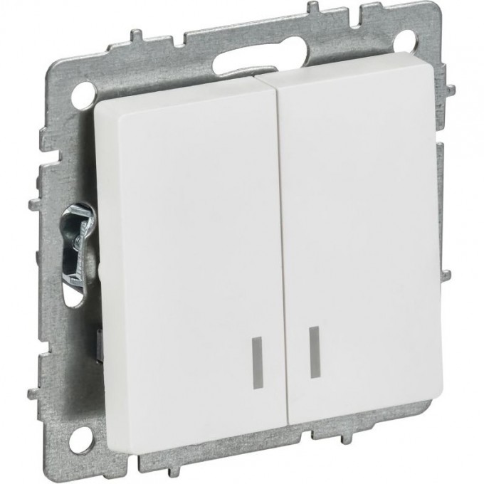 Выключатель 2-клавишный IEK СП BRITE R-V20-1-10-K91 ВС10-2-1-БрАБ 10А с индикацией механизм арктич. белый BR-V20-1-10-K91