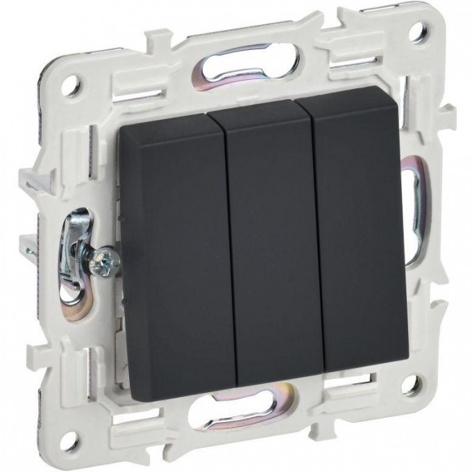 Выключатель 3-клавишный IEK SKANDY 10А SK-V11G графит SK-V30-0-10-K53