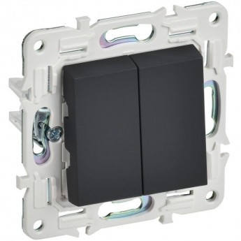 Выключатель проходной 2-клавишный IEK SKANDY 10А SK-V05G графит SK-V22-0-10-K53