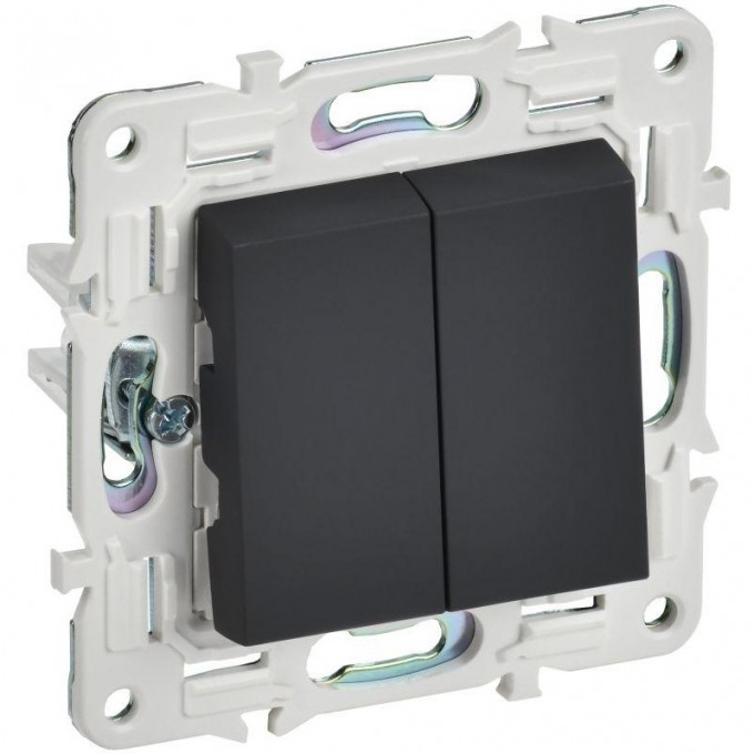 Выключатель проходной 2-клавишный IEK SKANDY 10А SK-V05G графит SK-V22-0-10-K53