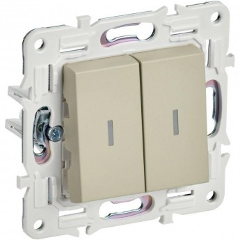 Выключатель проходной 2-клавишный IEK SKANDY 10А SK-V10B с индикацией бежевый SK-V22-1-10-K10
