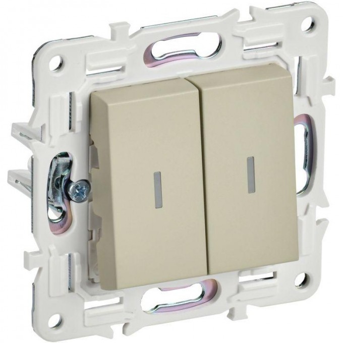 Выключатель проходной 2-клавишный IEK SKANDY 10А SK-V10B с индикацией бежевый SK-V22-1-10-K10